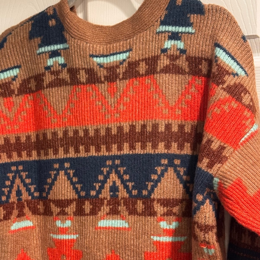 NWT Lucky Brand Brown / Multi Color Aztec Cardigan Sweater - Picture 4 of 7